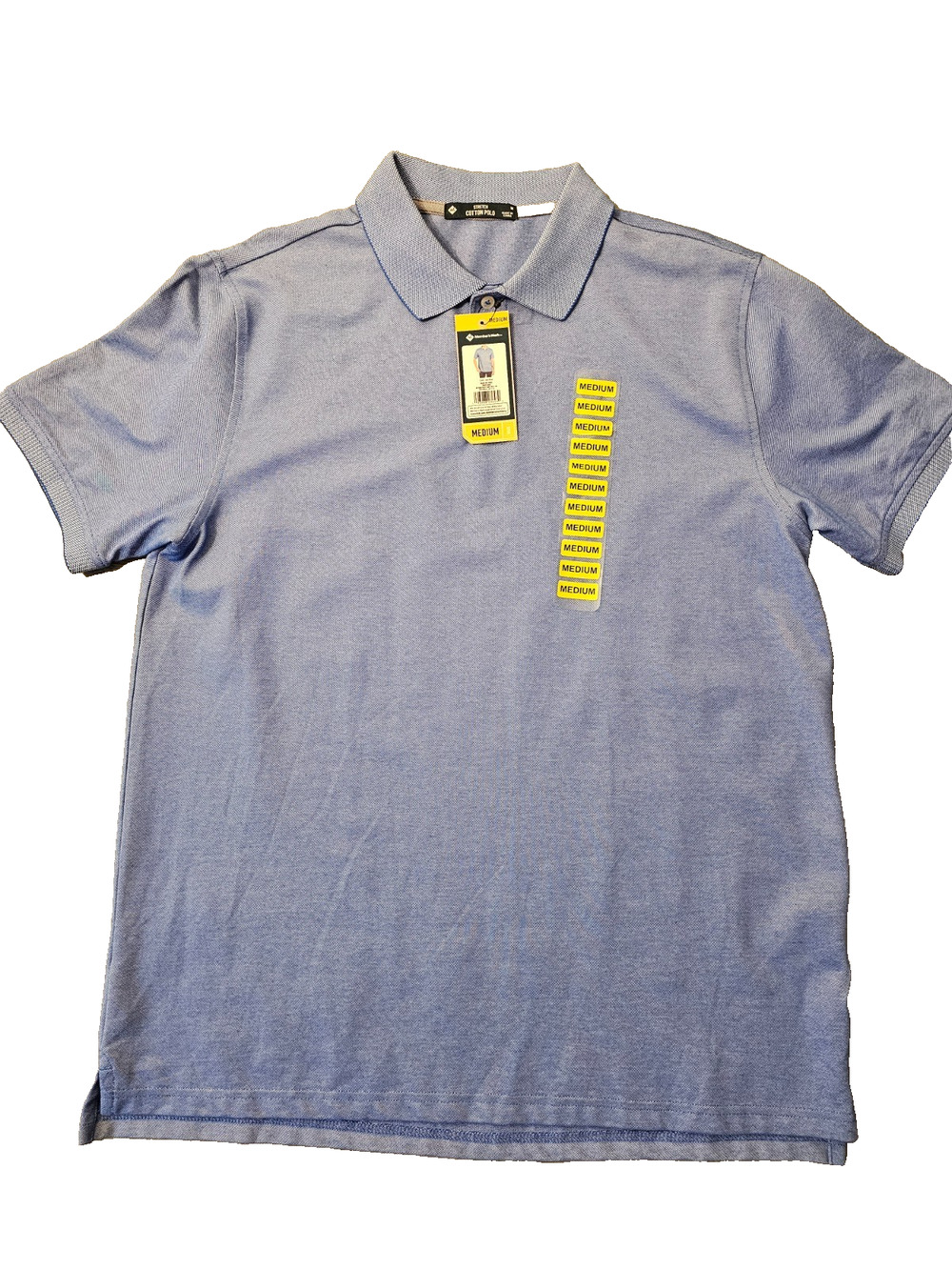 NWT Member's Mark Mens Blue Short Sleeve Polo Shirt Medium M Golf Cruise